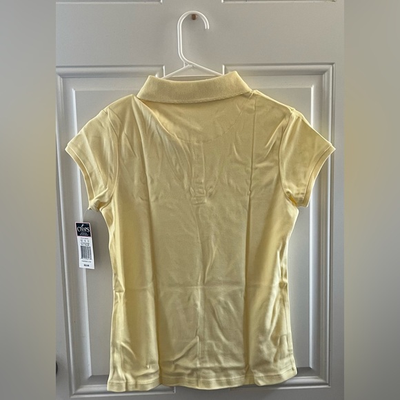 NWT Chaps Girls Approved School Uniform Pale Yellow Short Sleeve Polo - Picture 2 of 3